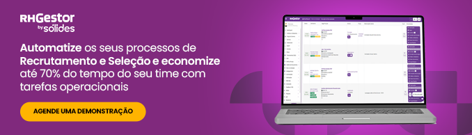 mockup de um notebook com a tela aberta na plataforma da RHGestor by Sólides